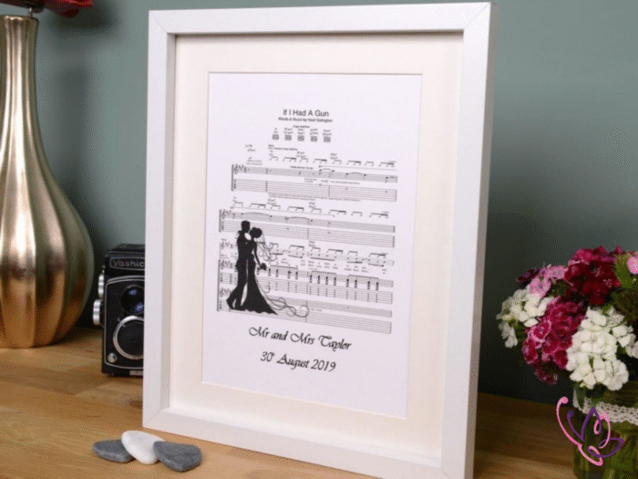 first dance wedding song framed gift white