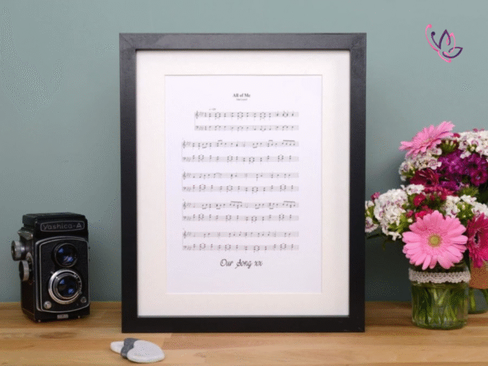 framed sheet music black frame
