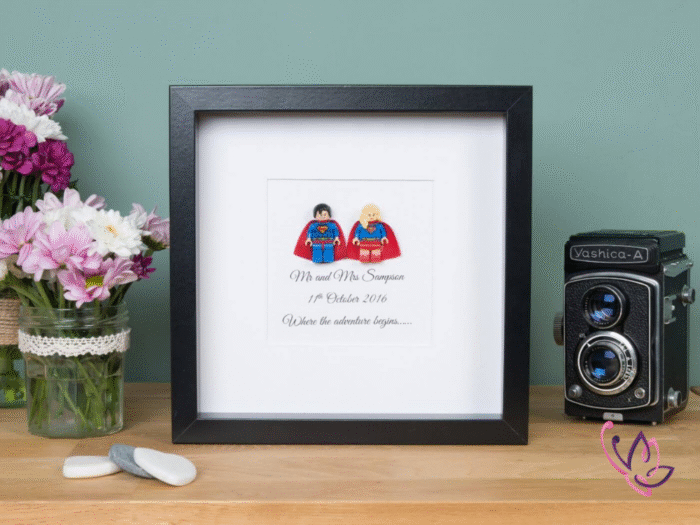 lego superhero wedding frame black