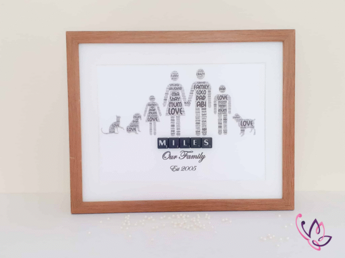 our family frame wooden landscape