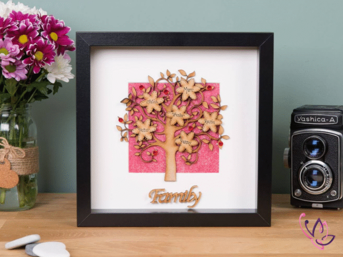 personalised family tree gift black