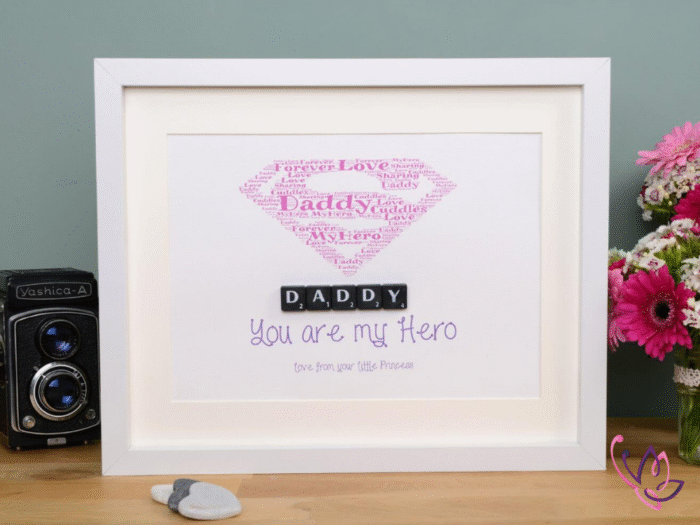 scrabble our hero frame for him white