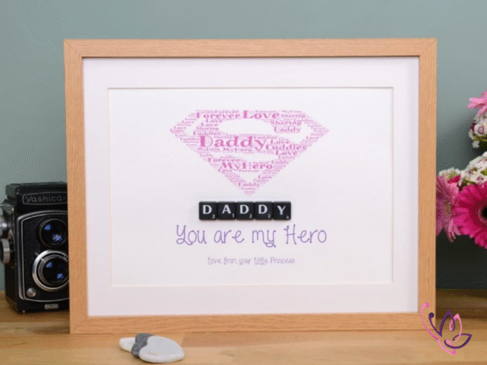 scrabble our hero frame for him wooden