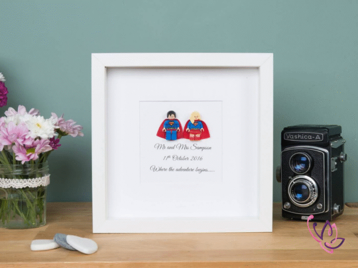 superhero wedding frame white