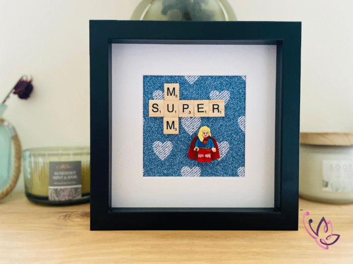 super mum blue black frame