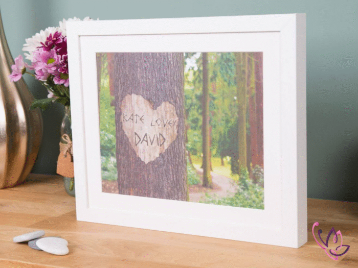 writing on a tree trunk white