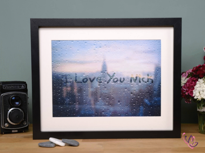 writing on a window black frame