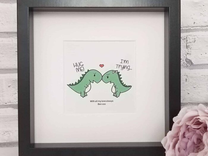 Dinosaur hug gift frame