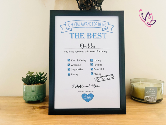 certificate for daddy black