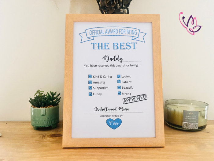 certificate for daddy wooden
