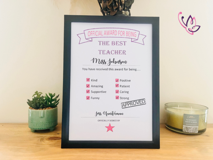 best teacher certificate her black