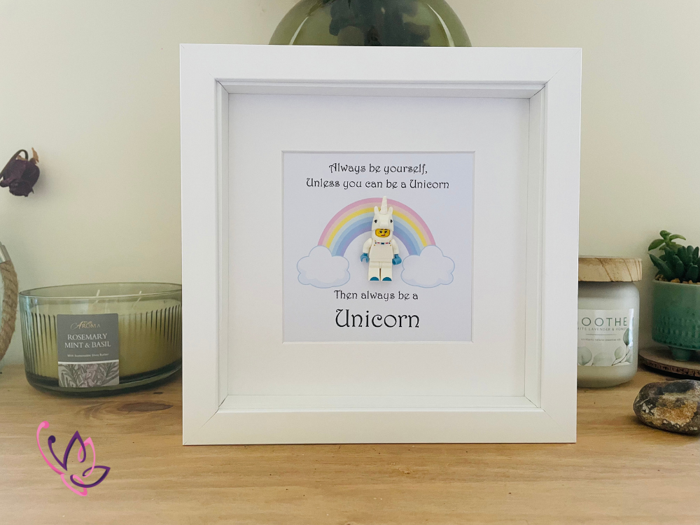 Lego Unicorn gift frame 2 unicorn white