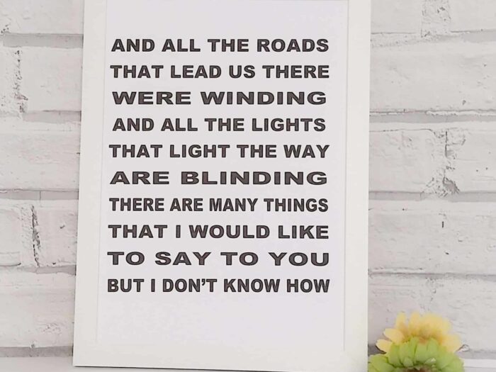 Wonderwall lyric print