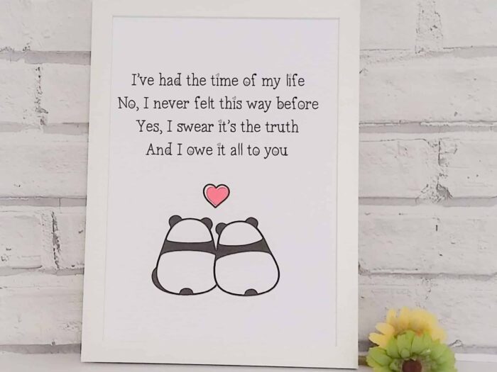 The time of my life lyric print