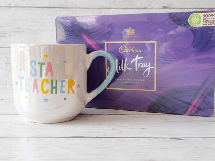 Star teacher mug and milk tray chocolates bundle