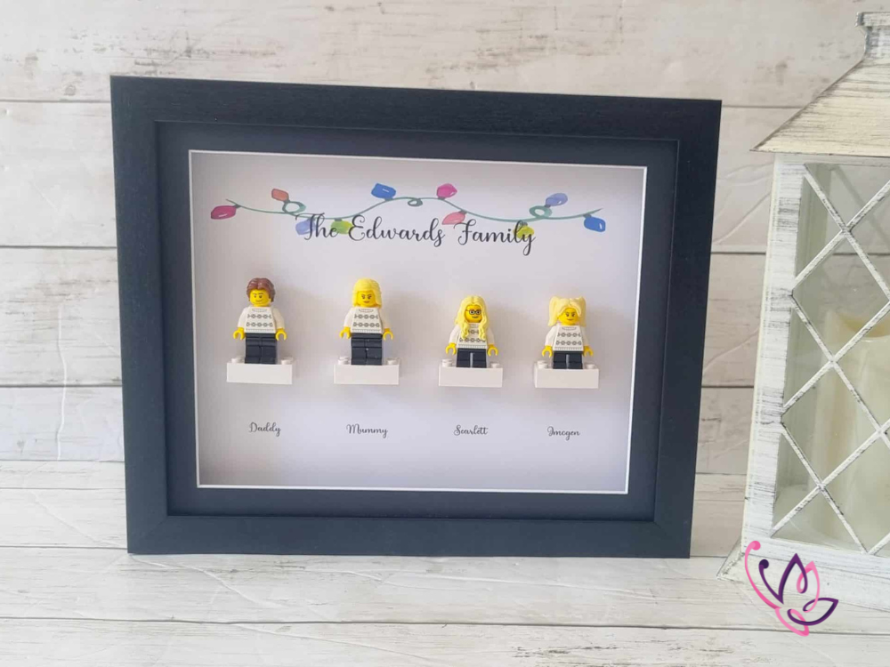 Personalised Lego Christmas jumper family frame 1 lego christmas jumper black