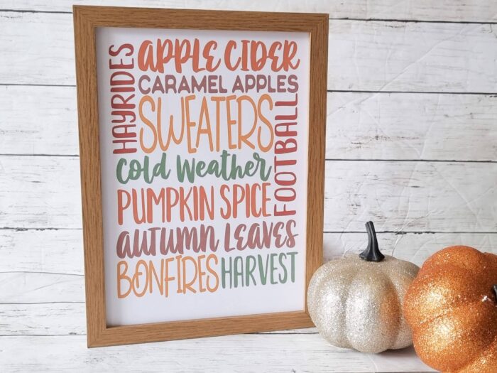 Autumn word print