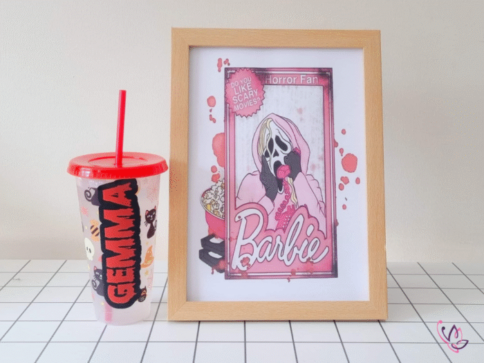 halloween print wooden frame